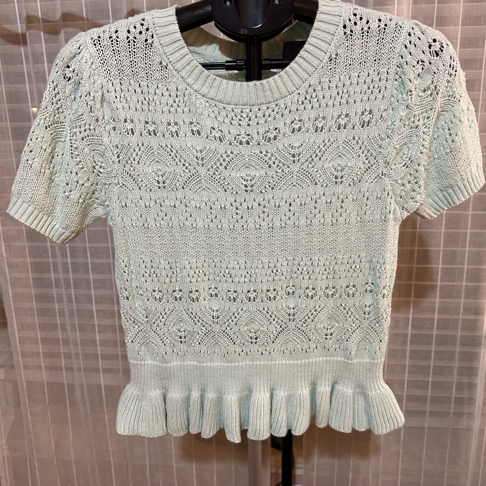 Lauren Conrad mint green peplum sweater